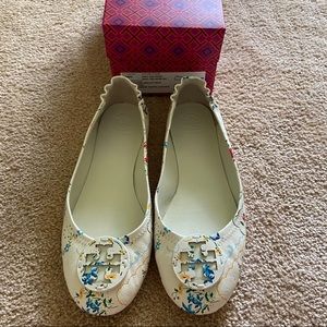 Tory Burch Minnie Travel Ballet White Rose Tea